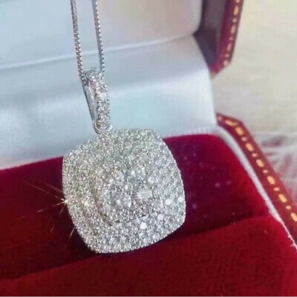 NEW STERLING SILVER Diamond PENDANT NECKLACE